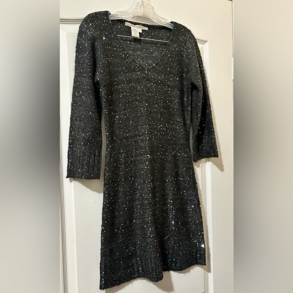 Max Studio Dresses & Skirts - Womens Max Studio Sweater Dress Size Small Sequin Knit 2125 Mini 3/4 Sleeve